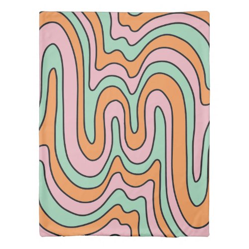 Bold Retro Abstract Wavy Lines  Duvet Cover