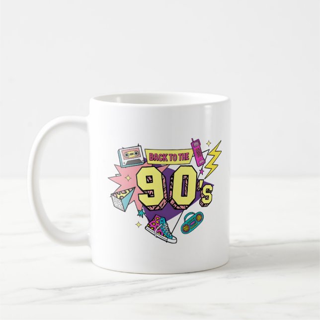Bold Retro Back to the 90s Art Coffee Mug (Left)