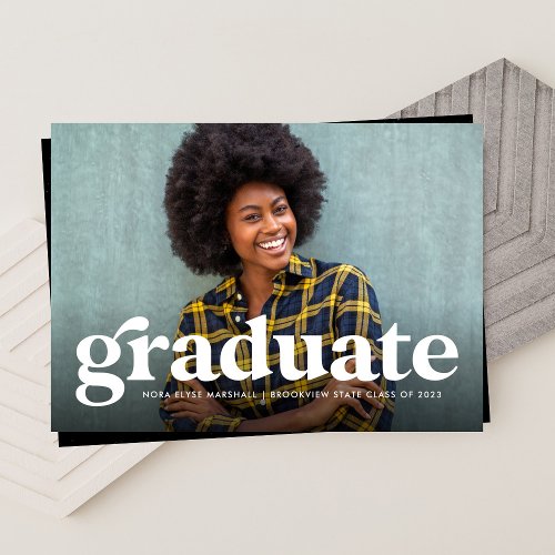 Bold retro black and white photo graduation announcement