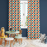 Bold Retro Checkerboard Orange Teal Navy Blackout Curtains<br><div class="desc">These super fun retro styled curtains feature a checkerboard pattern in bold orange,  tangerine,  teal blue,  navy,  and ivory. Great for a kid's bedroom,  playroom,  or bathroom or for the kid at heart!</div>