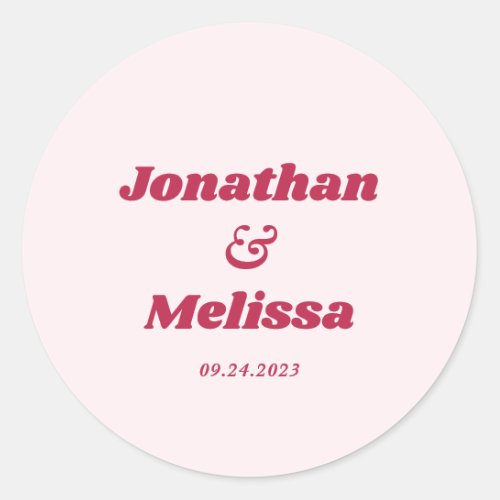 Bold Retro Chic Viva Magenta and Pink Wedding Classic Round Sticker