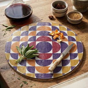 Bold Retro Circles Decorative Glass Cutting Board