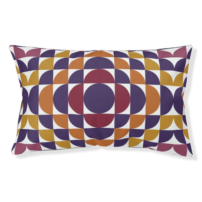 Bold Retro Circles Dog Bed | Mid-Century Pet Bed (Front)