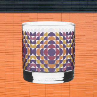 Bold Retro Circles Rocks Glass | Mid-Century