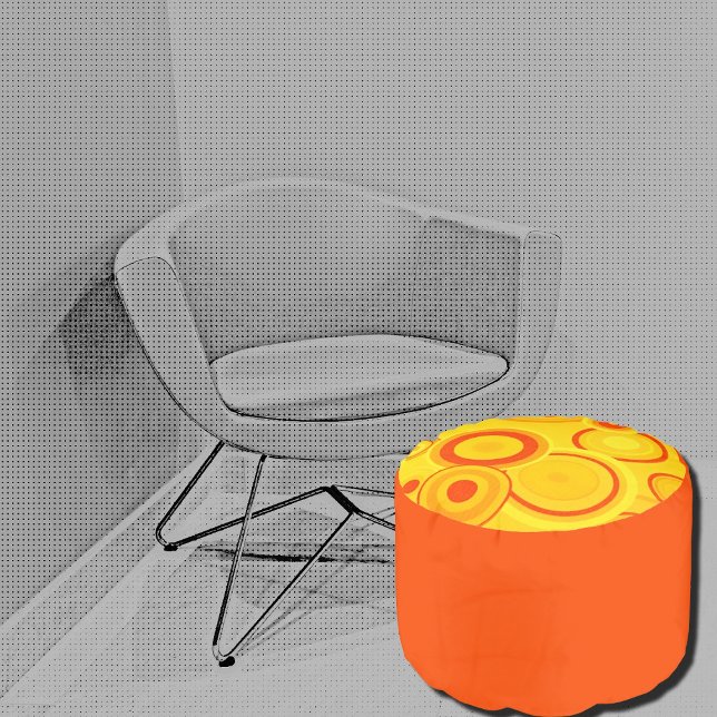 Bold Retro Circles Round Pouf – Yellow & Orange (Creator Uploaded)