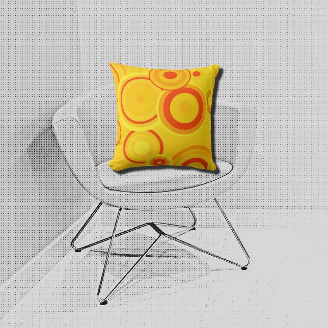 bold retro circles - yellow&orange throw pillow (Creator Uploaded)