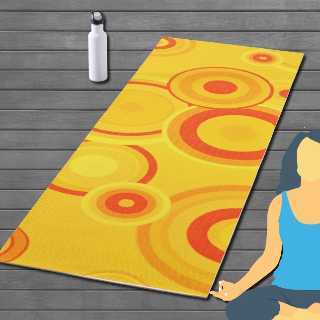 Bold Retro Circles   – Yellow & Orange Yoga Mat (Creator Uploaded)