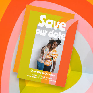 Bold Retro Citrus Save Our Date Wedding