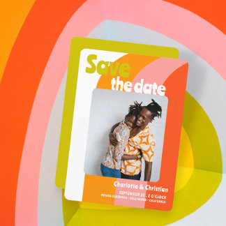 Bold Retro Citrus Save The Date Wedding