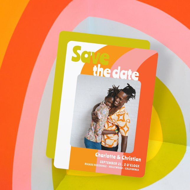 Bold Retro Citrus Save The Date Wedding (Bold Retro Citrus Save The Date from Ricaso. A fun save our date wedding announcement for fun couple)