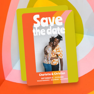 Bold Retro Citrus Save The Date Wedding