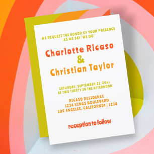 Bold Retro Citrus Wedding Invitation