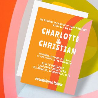 Bold Retro Citrus Wedding Invitation
