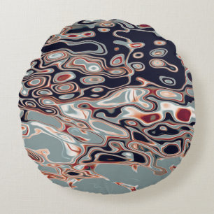 Bold Retro Colorful Abstract Pattern Round Pillow