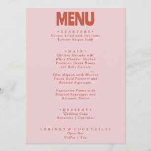 Bold Retro Colorful Bright Funky Unique Wedding Menu