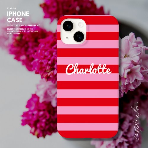 Bold Retro Colorful Red and Pink Custom Case_Mate iPhone 14 Case