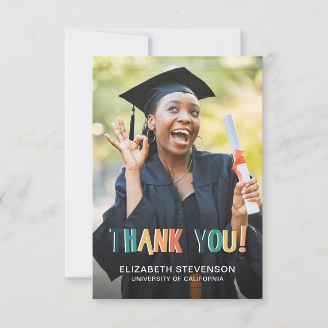 Bold retro colors Graduation thank you photo (Front)