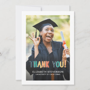Bold retro colors Graduation thank you photo Card