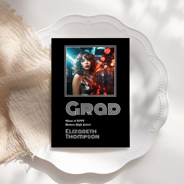 Bold Retro Disco Graduation Photo Announcement (Bold Retro Disco Graduation Photo Announcement)