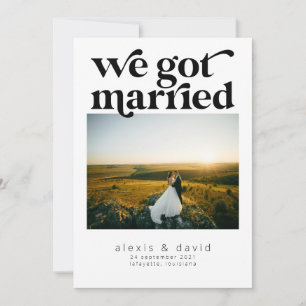 Bold Retro Elopement Wedding Announcement