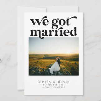 Bold Retro Elopement Wedding Announcement