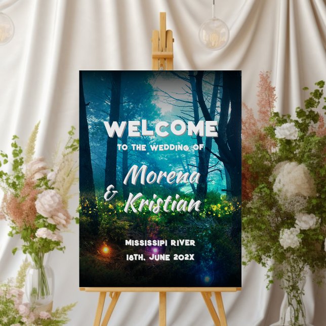 Bold Retro Enchanted Forest Wedding Welcome Sign (Creator Uploaded)