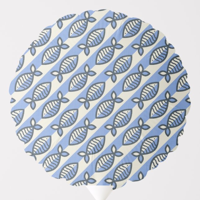 Bold retro fish blue balloon (Front)