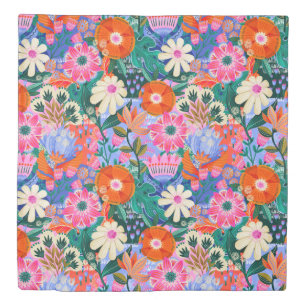 Bold retro floral Pattern Duvet Cover