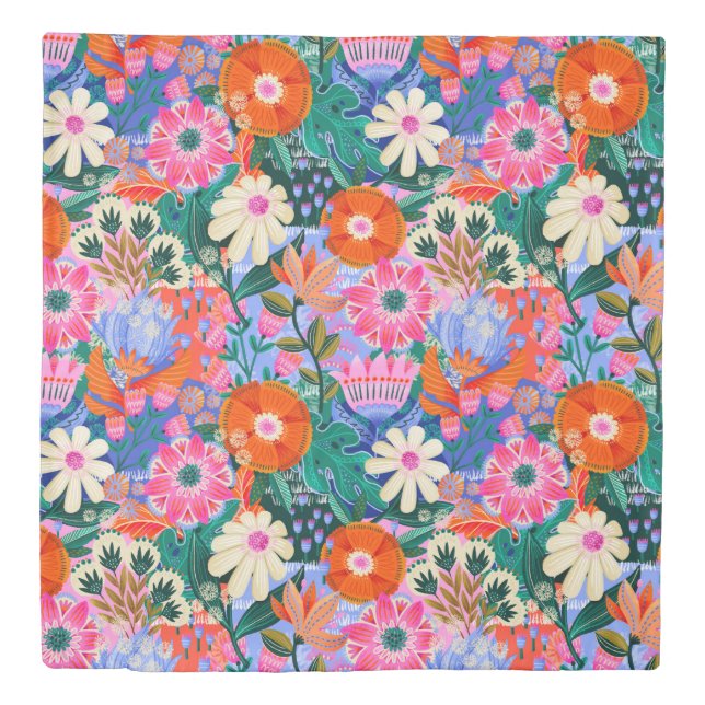 Bold retro floral Pattern Duvet Cover (Front)