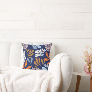 Bold Retro Floral Throw Pillow