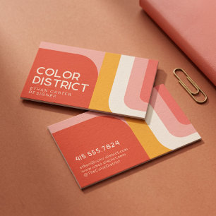 Bold Retro Geometric Color Block Modern Business Card