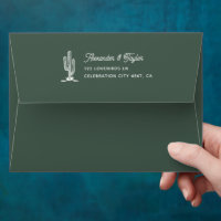 Bold Retro Green Saguaro Cacti Desert Wedding