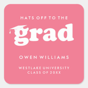 BOLD RETRO HATS OFF TO THE GRAD GRADUATION STICKER