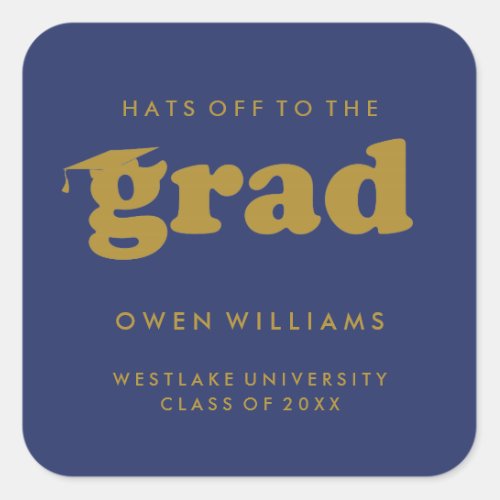 BOLD RETRO HATS OFF TO THE GRAD GRADUATION STICKER