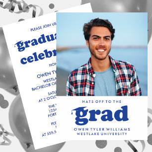 BOLD RETRO HATS OFF TO THE GRAD PHOTO GRAD INVITE