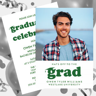 BOLD RETRO HATS OFF TO THE GRAD PHOTO GRAD INVITE