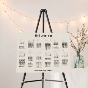 Bold Retro Ivory Wedding Find Your Seat Alphabet Foam Board