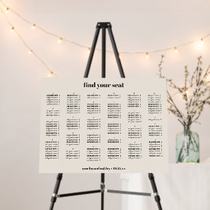 Bold Retro Ivory Wedding Find Your Seat Alphabet Foam Board
