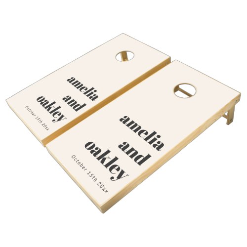 Bold Retro Ivory Wedding Names Lawn Game Keepsake