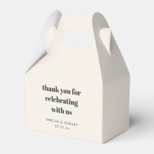 Bold Retro Ivory Wedding Thank You Custom Names Favor Boxes