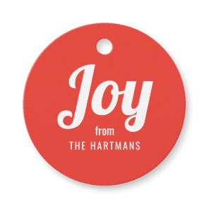Bold Retro Joy Holiday Name Christmas Gift Tags
