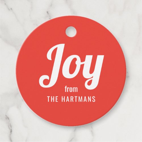 Bold Retro Joy Holiday Name Christmas Gift Tags