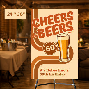Bold Retro Line Cheers & Beers 60th Birthday Foam Board
