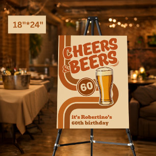 Bold Retro Line Cheers & Beers 60th Birthday Foam Board