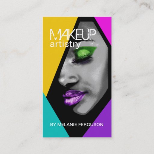 Customizable BOLD RETRO MAKEUP ARTIST BUSINESS CARD
