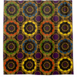 Bold Retro Mandala Hippie Boho Mod Flower Pattern Shower Curtain
