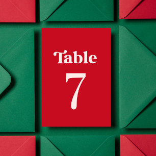 Bold Retro Minimalist Red and Pink Table 7 Wedding Number