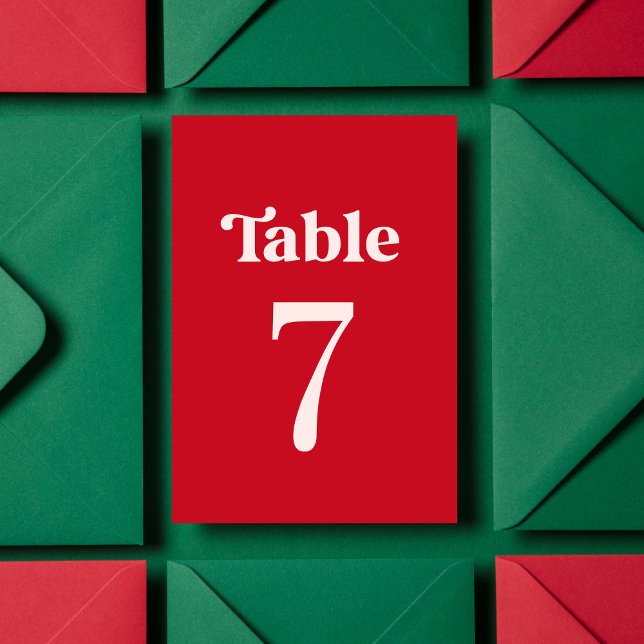 Bold Retro Minimalist Red and Pink Table 7 Wedding Number (Creator Uploaded)