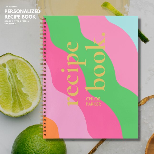Bold Retro Modern Colorful and Gold Name Recipe Notebook (Creator Uploaded)