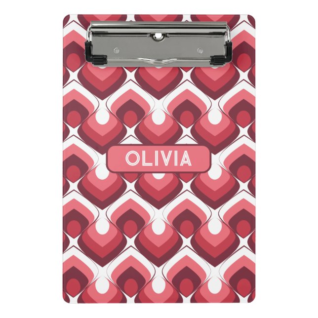 Bold Retro Modern Motif in Pinks Mini Clipboard (Front)